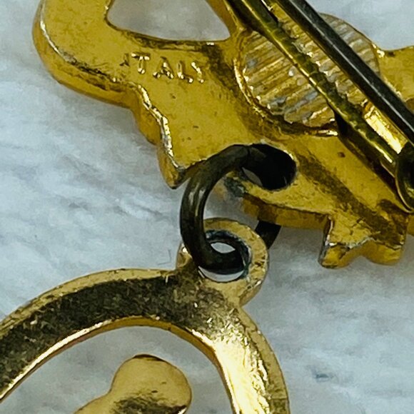 Vintage Gold-Tone Bow & Virgin Mary Religious Brooch Pin Blue Enamel Accents - Picture 15 of 16